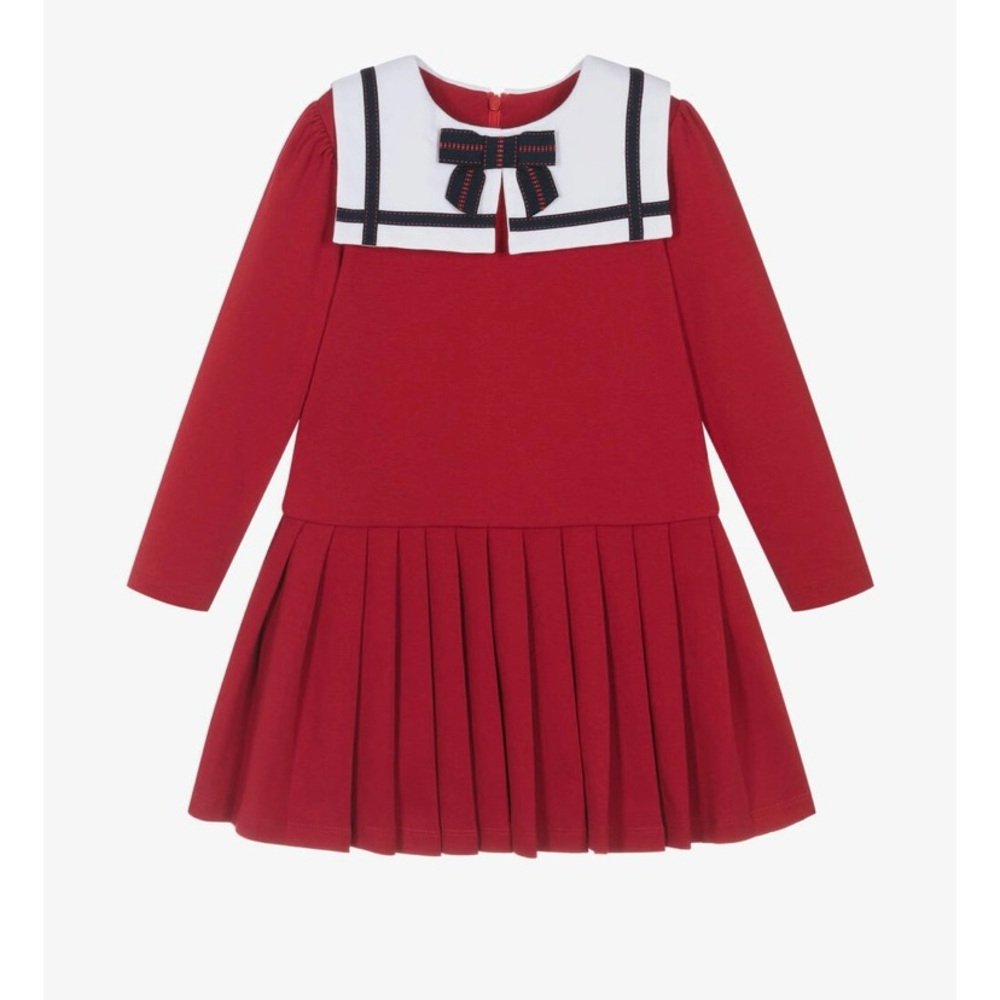 Patachou Red Long Sleeve Dress with Bow Detail Size:2Y